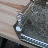 Vintage mirrored tray with glass and metal handles – H5 × W39 × D30 cm