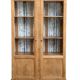 Solid raw oak school glass cabinet 1950