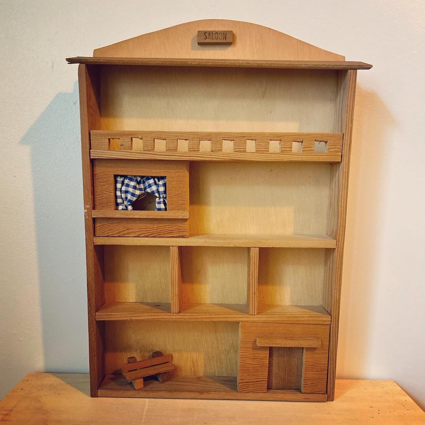 Wooden house shelf