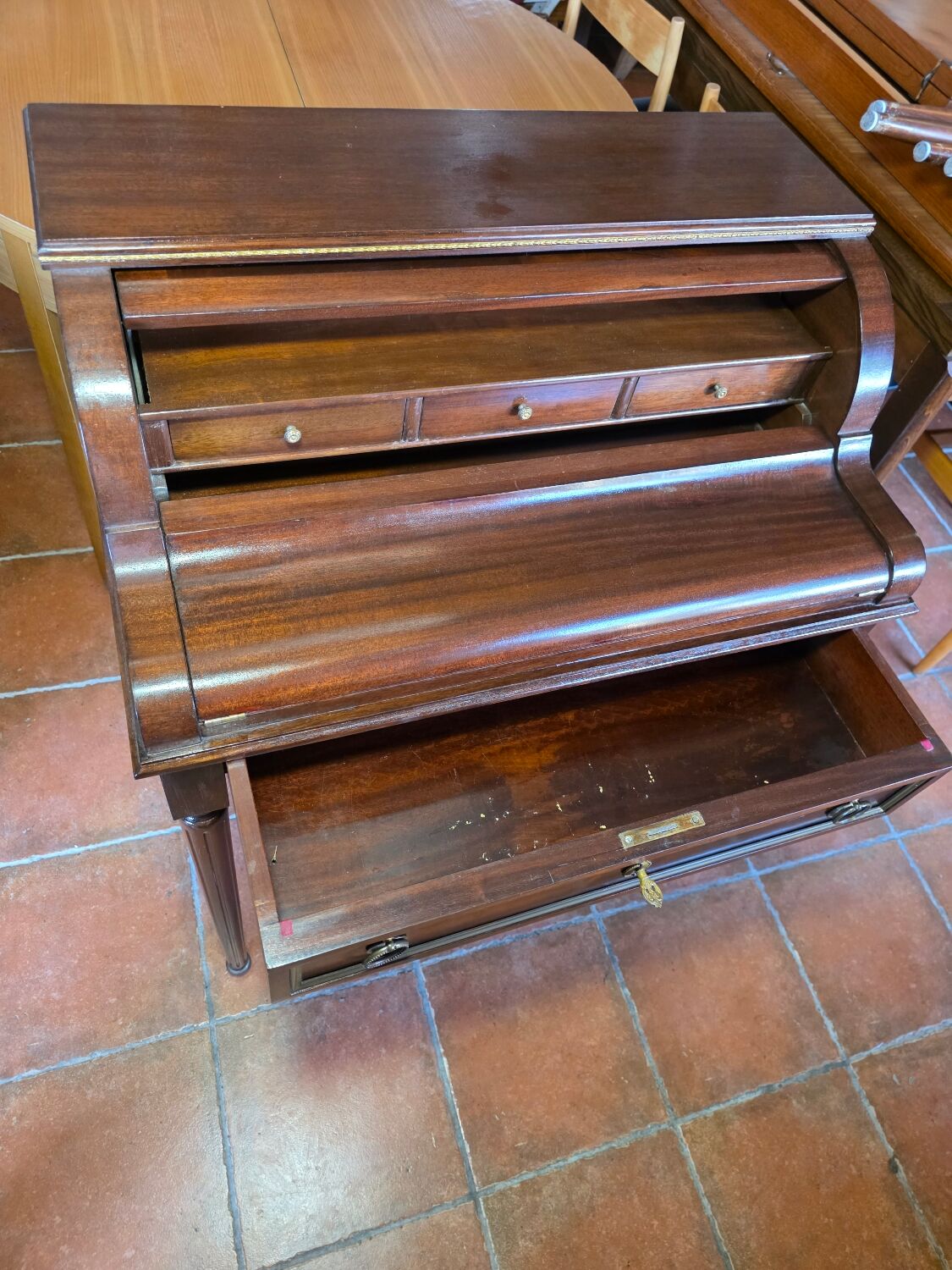 Louis XVI Style Cylinder Desk in Mahogany