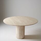 Round travertine dining table