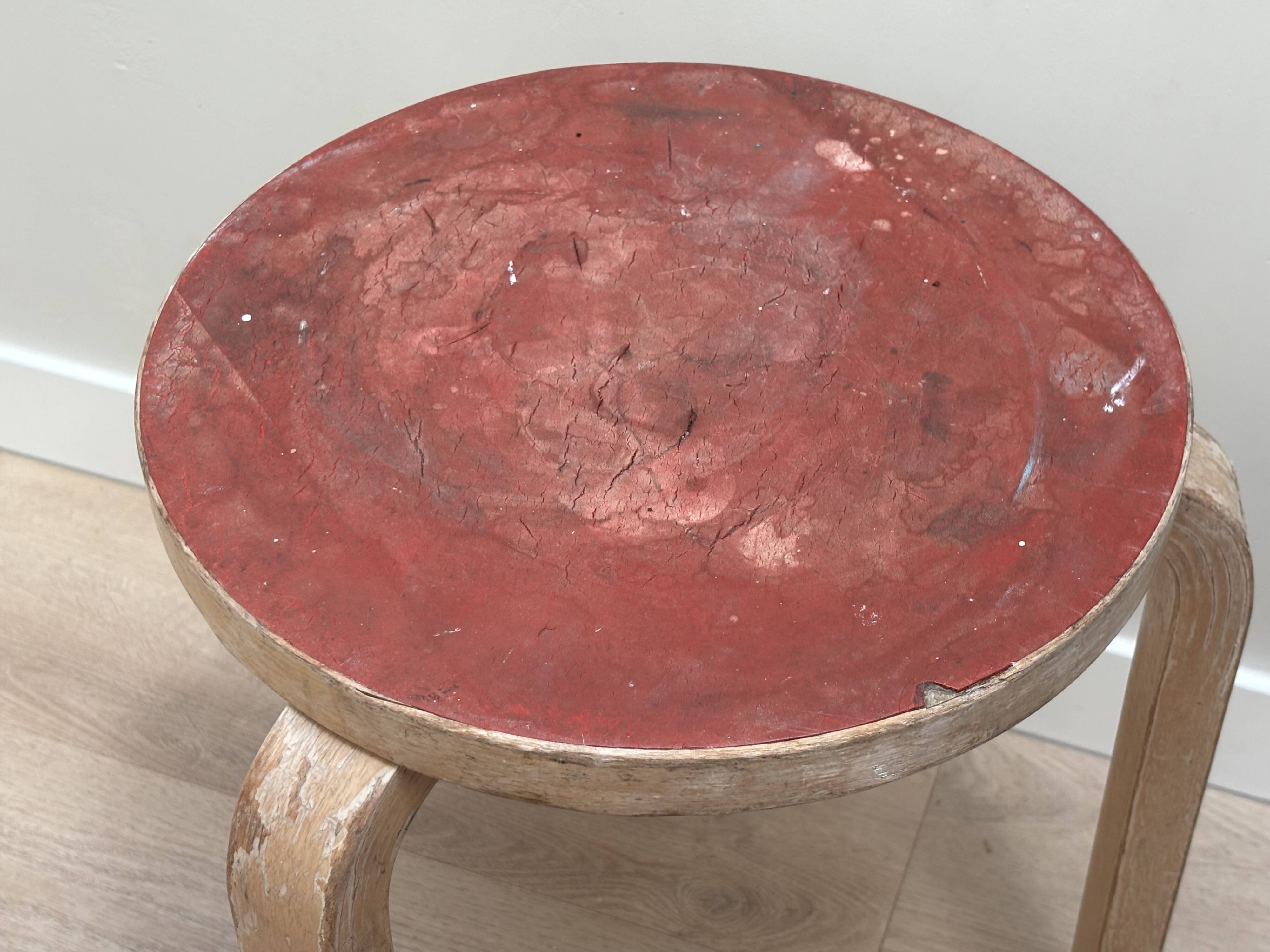 Alvar Aalto Artek Stool 60 Finland 1950s Vintage Birch Original Patina