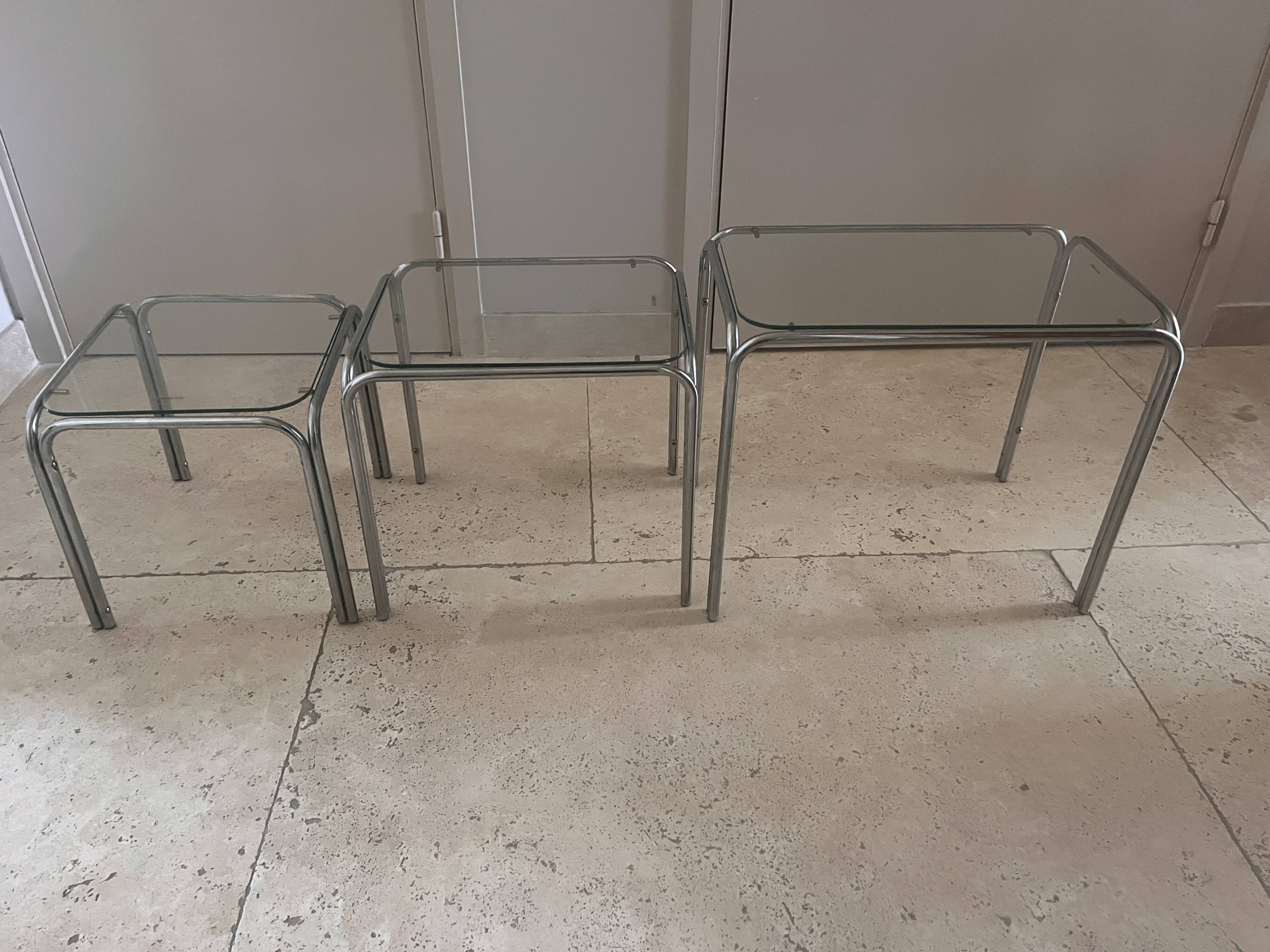 chrome nesting tables from the 1970s