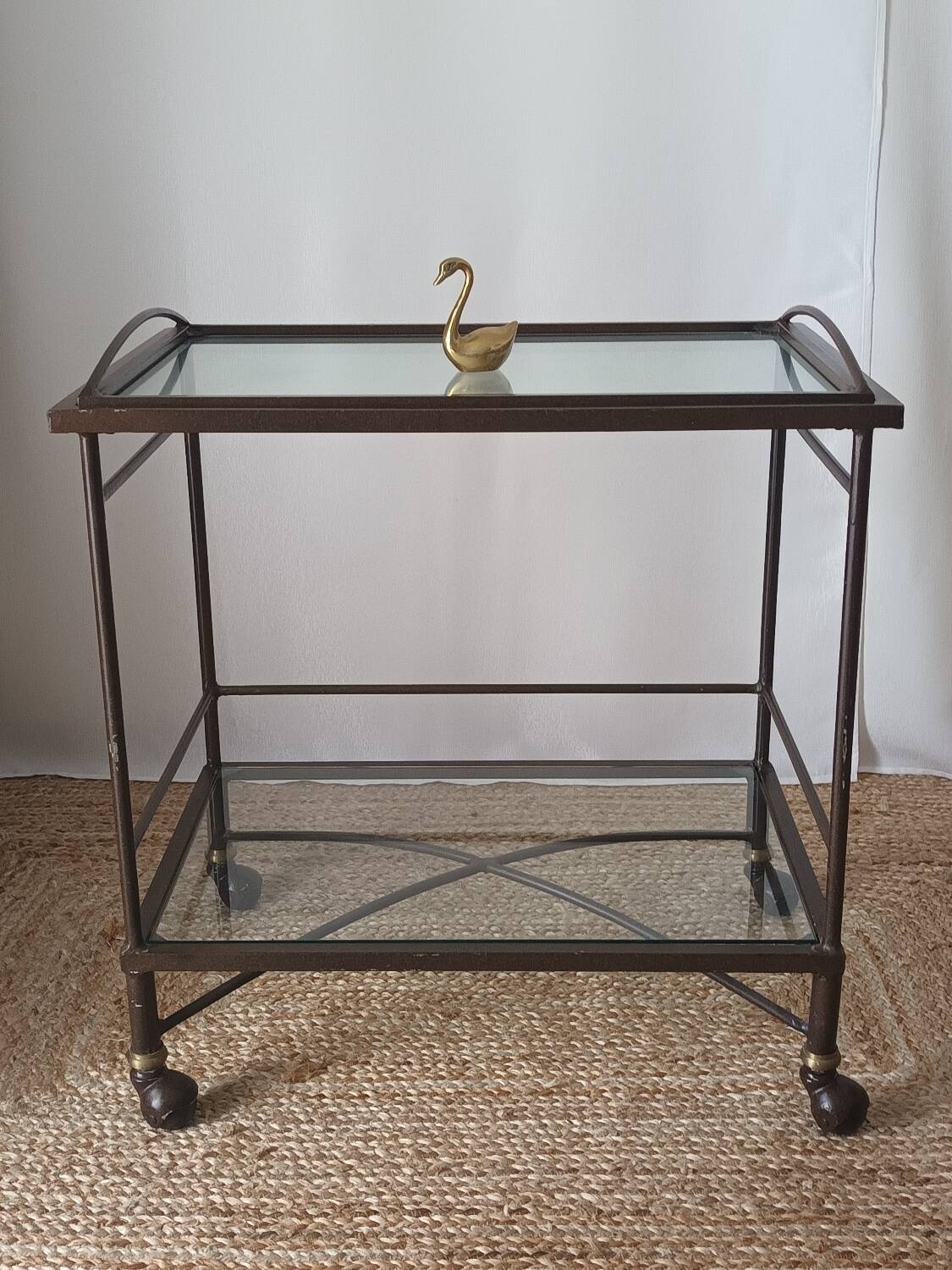 Vintage metal and glass server