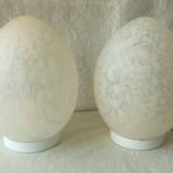 Pair of marble glass egg lamps