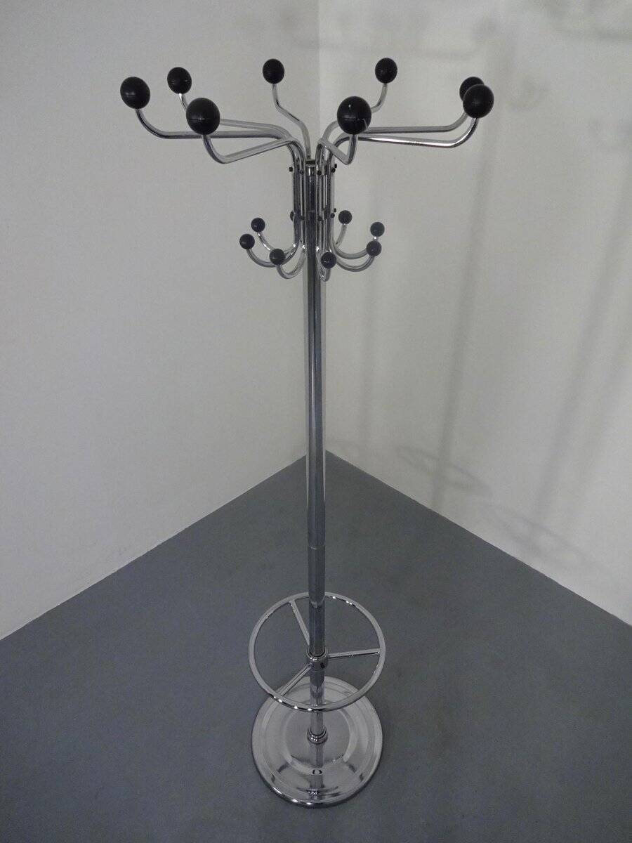 French chrome-plated steel tubular coat rack, 1940s