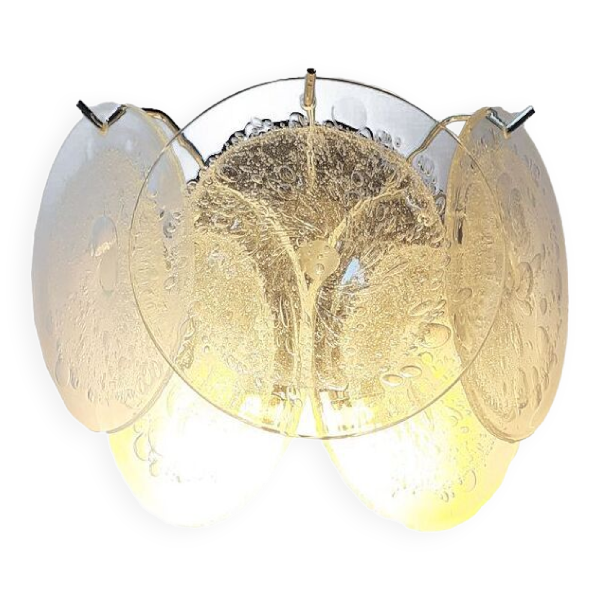 Transparent and pulegoso “disks” murano glass wall sconce
