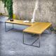 XXL coffee table in oak and chrome steel