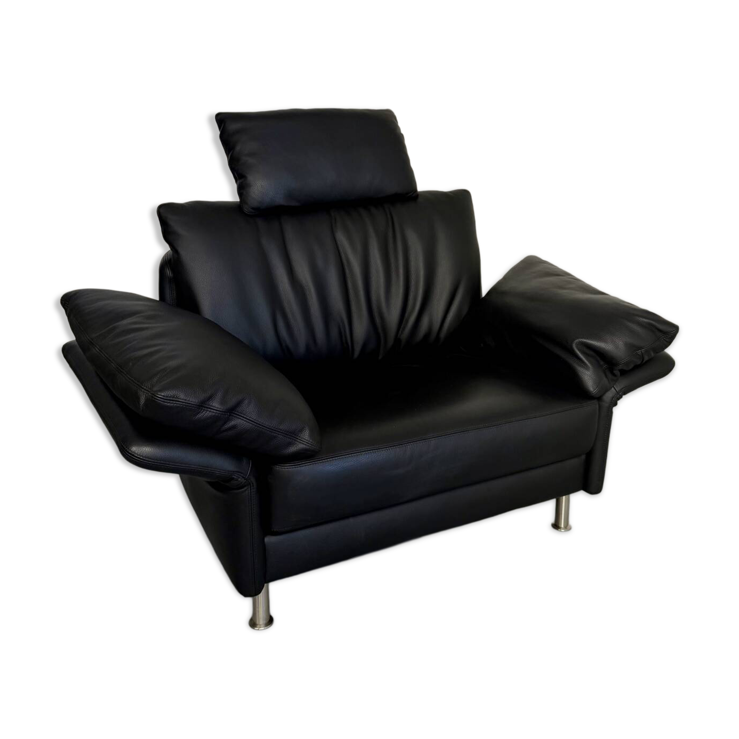 Fauteuil design contemporain Intertime I-Cielo en cuir noir