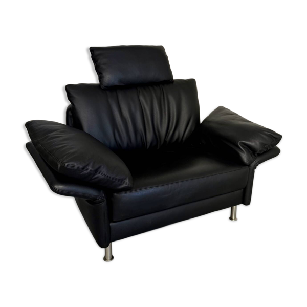 Fauteuil design contemporain Intertime I-Cielo en cuir noir
