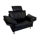 Contemporary design armchair Intertime I-Cielo in black leather