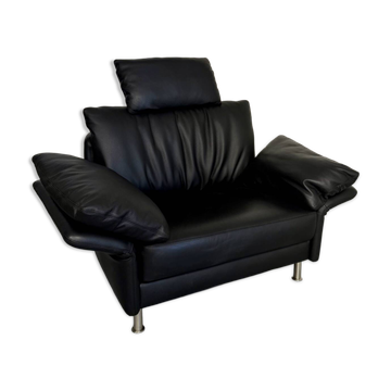 Fauteuil design contemporain Intertime I-Cielo en cuir noir