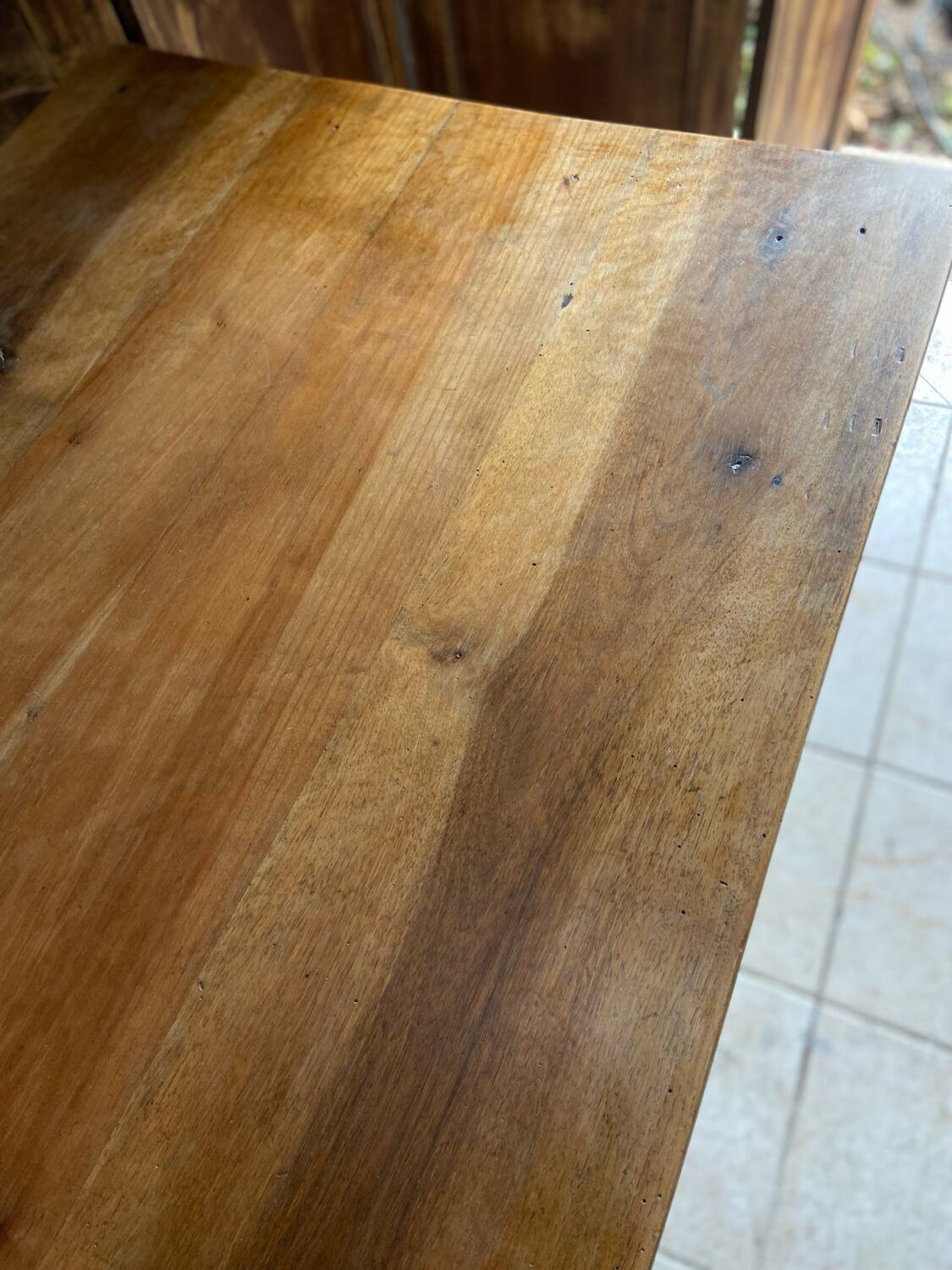 Antique walnut farmhouse table for four people