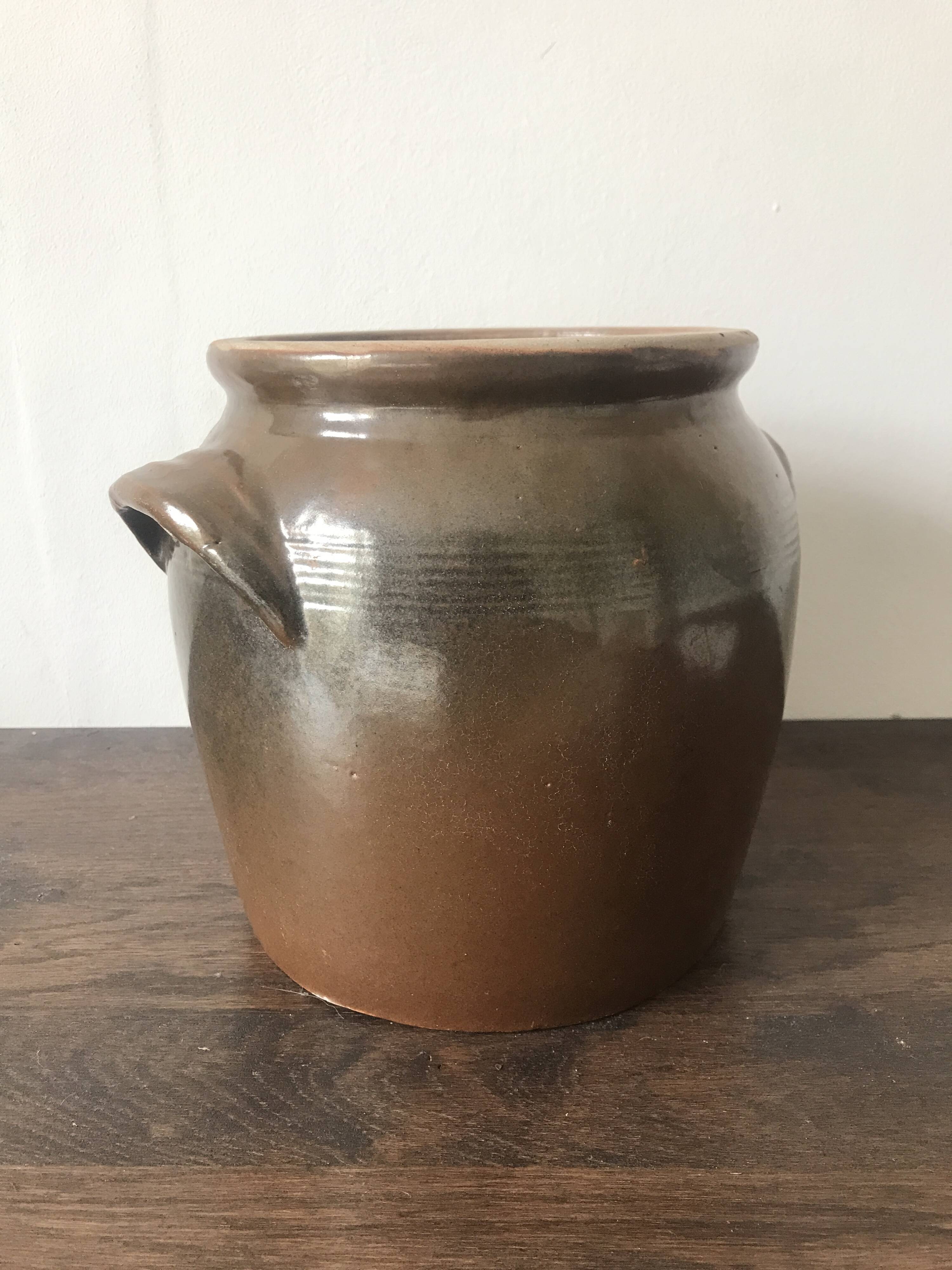 Brown glazed grease pot