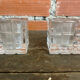 Pair of Modernist Cube Design Candle Holders Moulded Glass 1970s Vintage