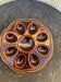 Plat assiette pour 8 œufs barbotine en céramique émaillée marron vintage