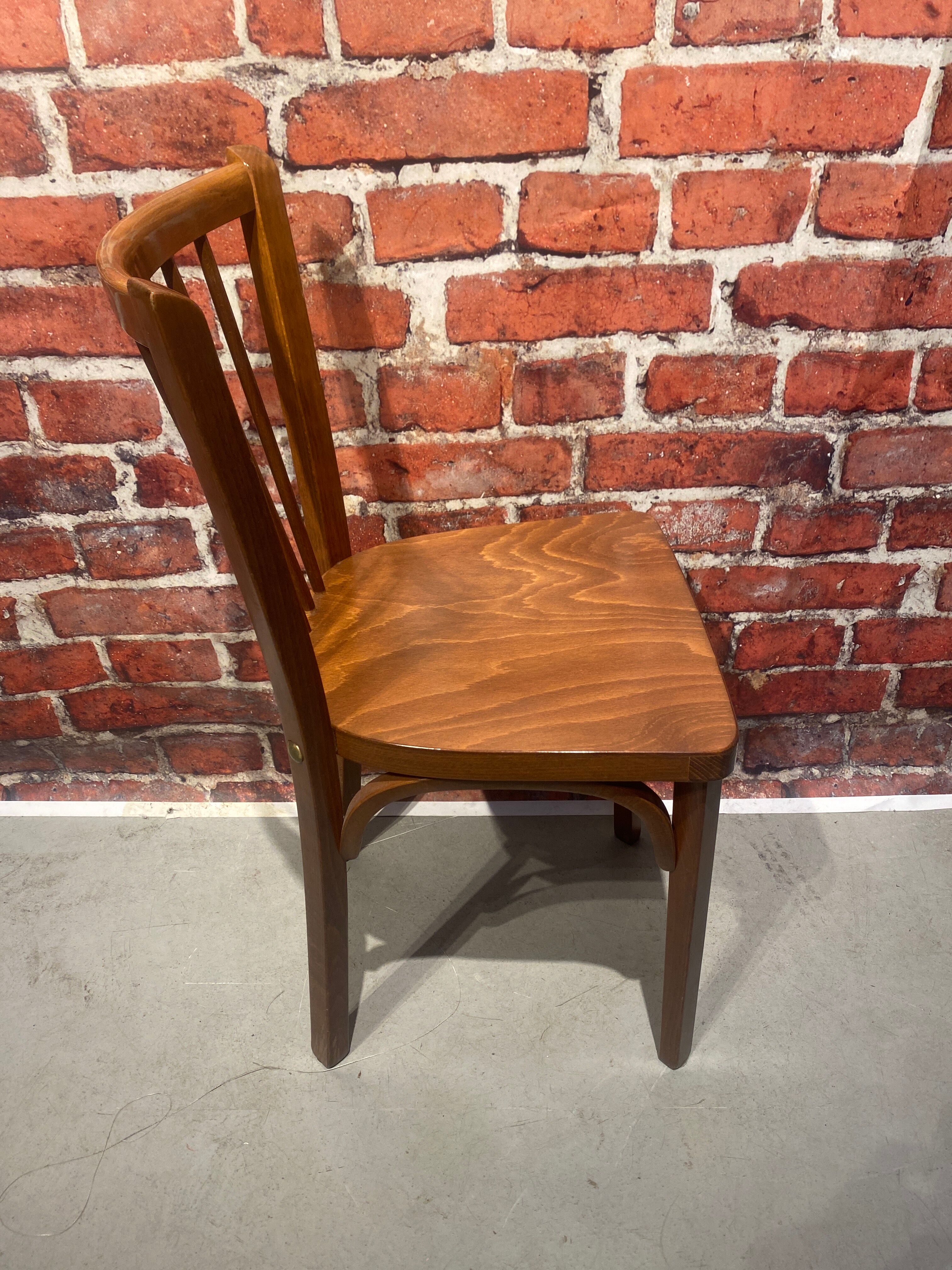 Set of 4 varnished wood bistro chairs