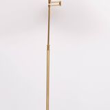 Brass swing arm floor lamp with shade 1970s