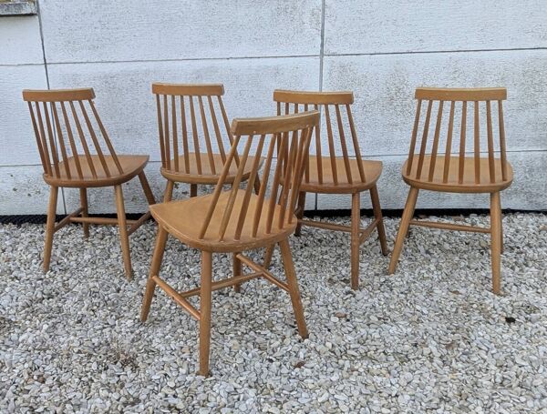 5 chaises scandinaves Stockholm, années 60-70