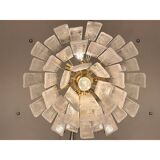 Contemporary Venied-White “Listelli Alabastro” Murano Glass Style Chandeli
