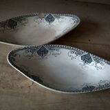2 anciens raviers art déco en faience bleue et blanche U&C sarreguemines "Germaine"