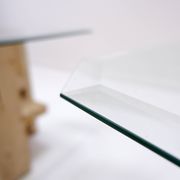 Pair of Travertine and Glass End Tables by Willy Ballez, Belgium 1970s