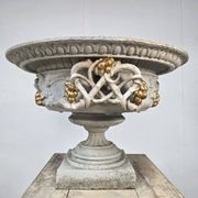 Large pair of 19th-century cast iron basins with vine decoration.