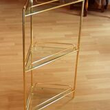 Free standing corner shelf made of brass and glass - Vintage
