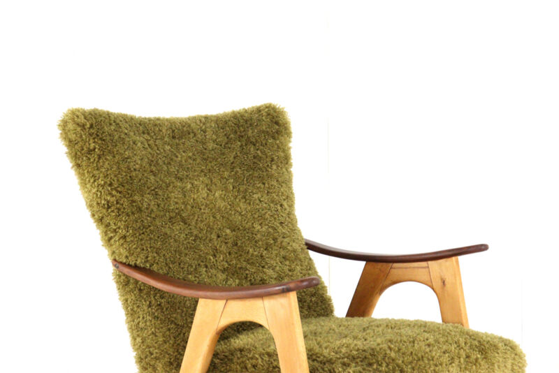 Two tone doodle armchair 'Wing'  fully restored unique upholstery wingback
