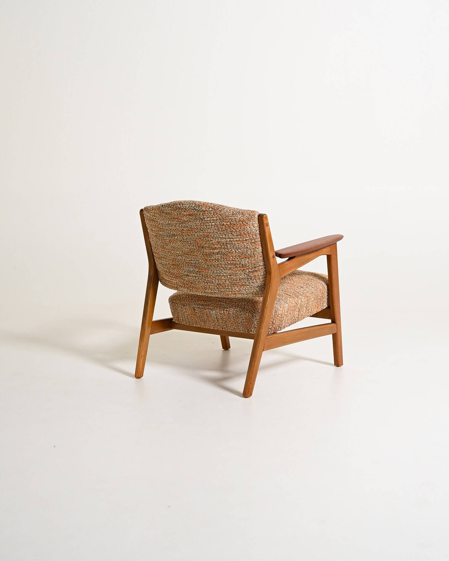 Fauteuil en hêtre scandinave et teck, années 1960