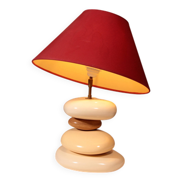 Lampe de table en galets de France par François Chatain, années 1980.
