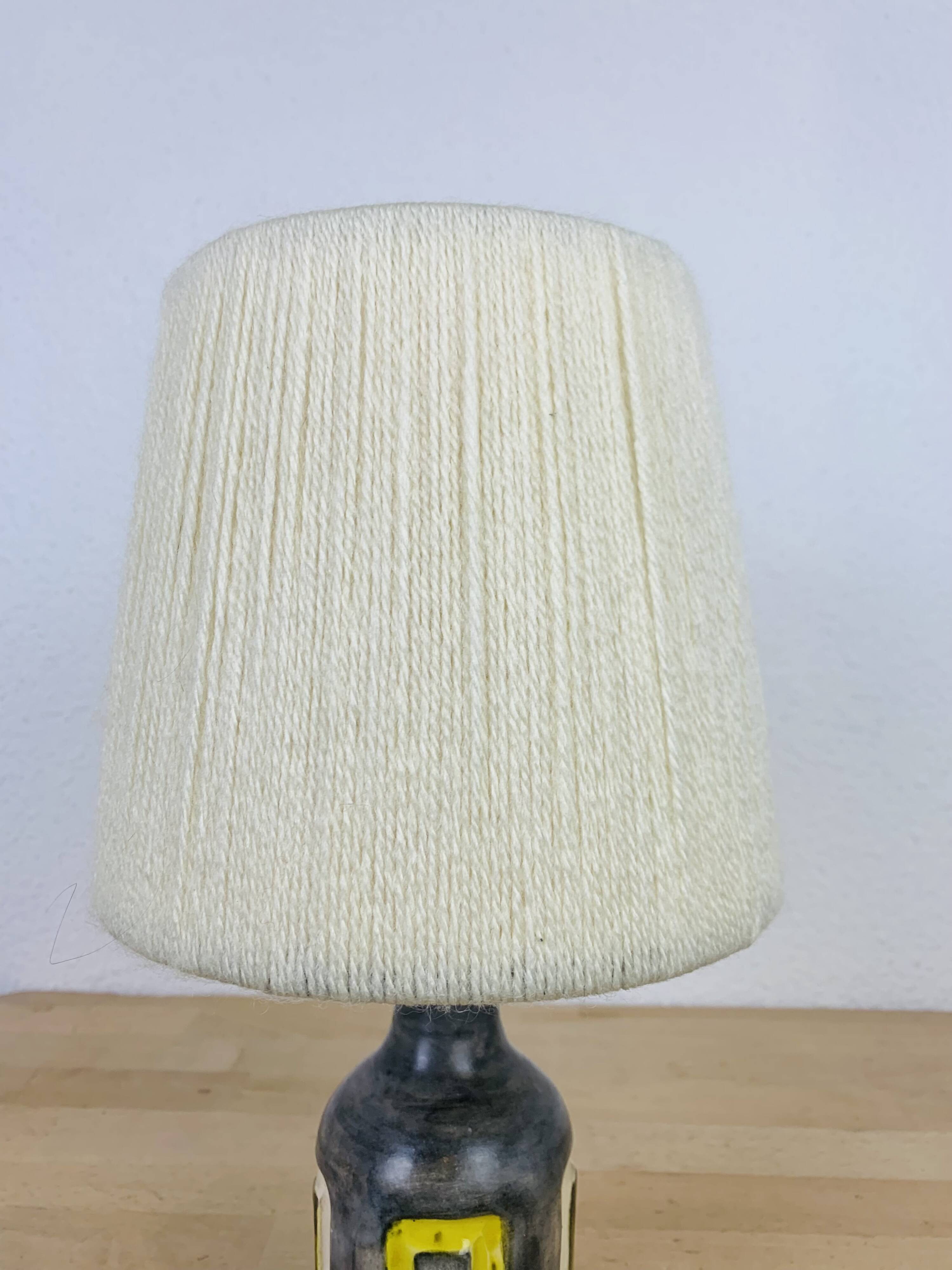 50s ceramic lamp, wool lampshade