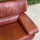 Scandinavian 3-seater sofa in burgundy leather circa 1930
