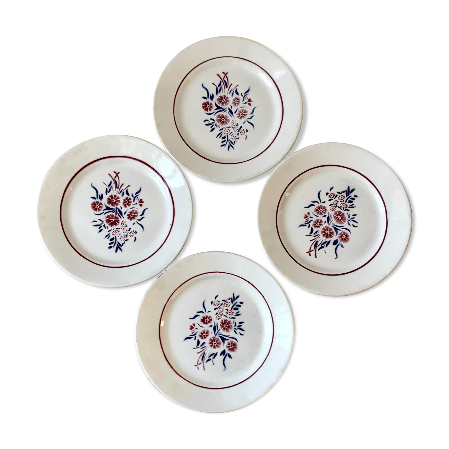 Set of 4 dessert plates Badonviller 50s