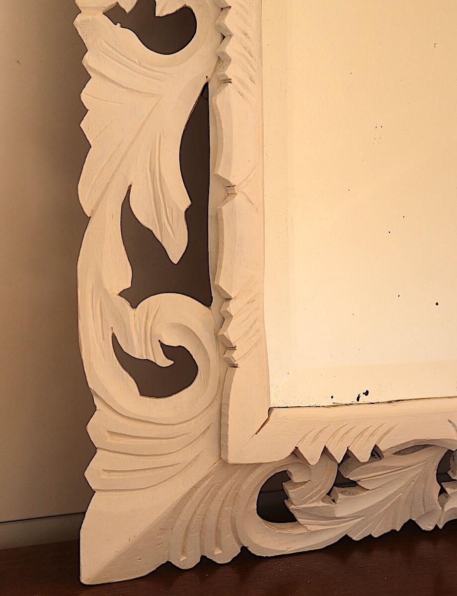 Miroir biseauté Henri II en blanc
