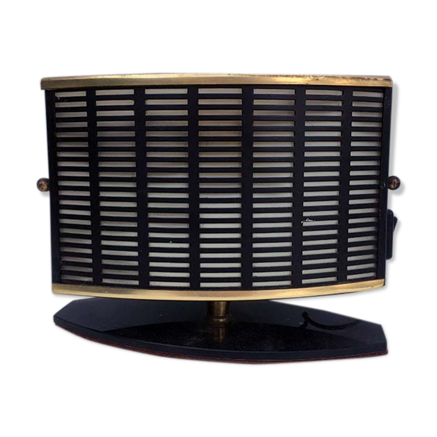 Black metal and gilded brass table lamp