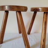 Pair of half-moon tripod stools