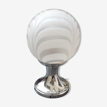 Lampe vintage, chrome et opaline, année 70