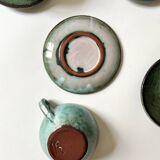 Handmade and signed glazed ceramic coffee cups, circa 1950.