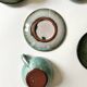 Handmade and signed glazed ceramic coffee cups, circa 1950.