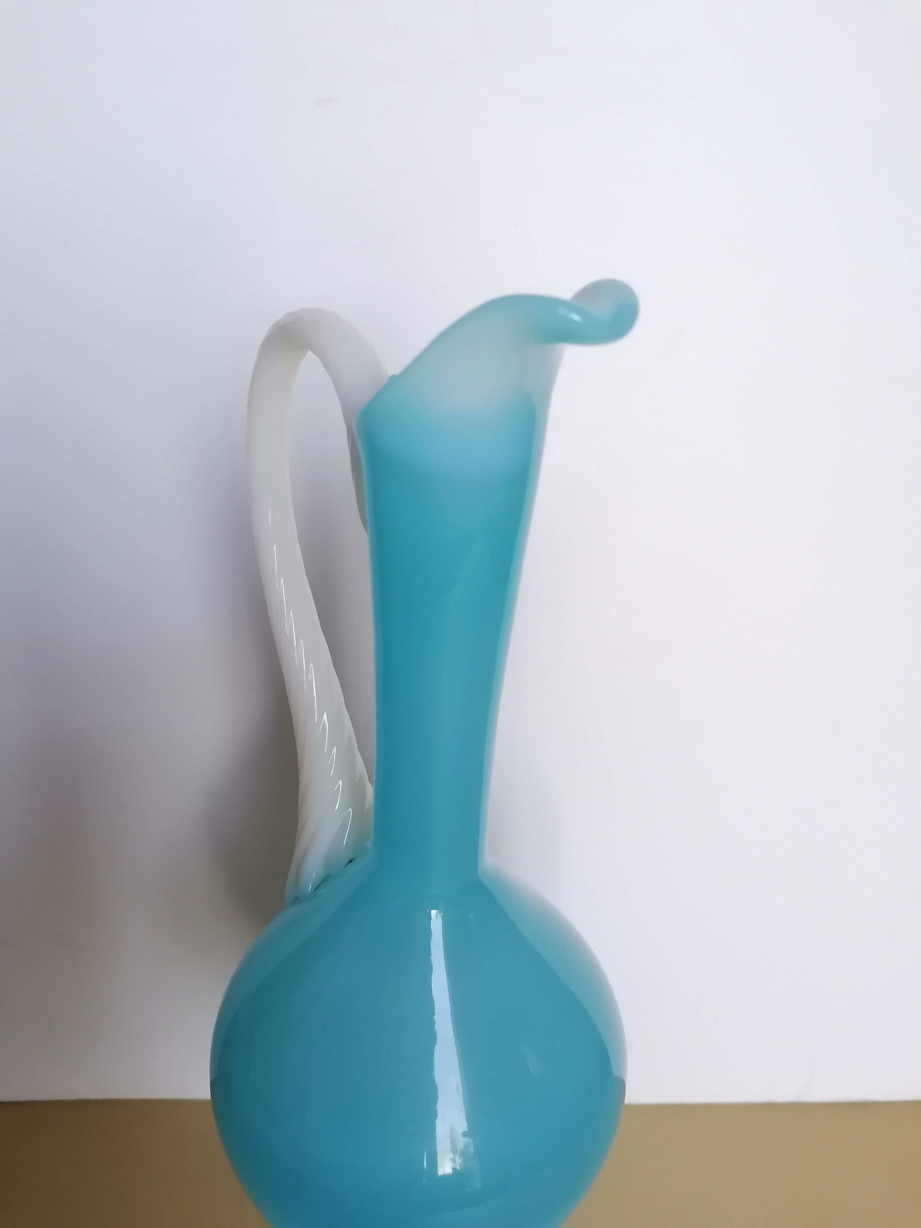 Blue opaline ewer or vase