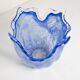 Medium blue Murano glass bowl, mid-century style, Italy, 2000s.