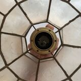 Large pendant lamp with mother-of-pearl and brass shade