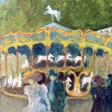 Oil painting on canvas / View of Montmartre during the Belle Époque / Signed Tomako, 1992