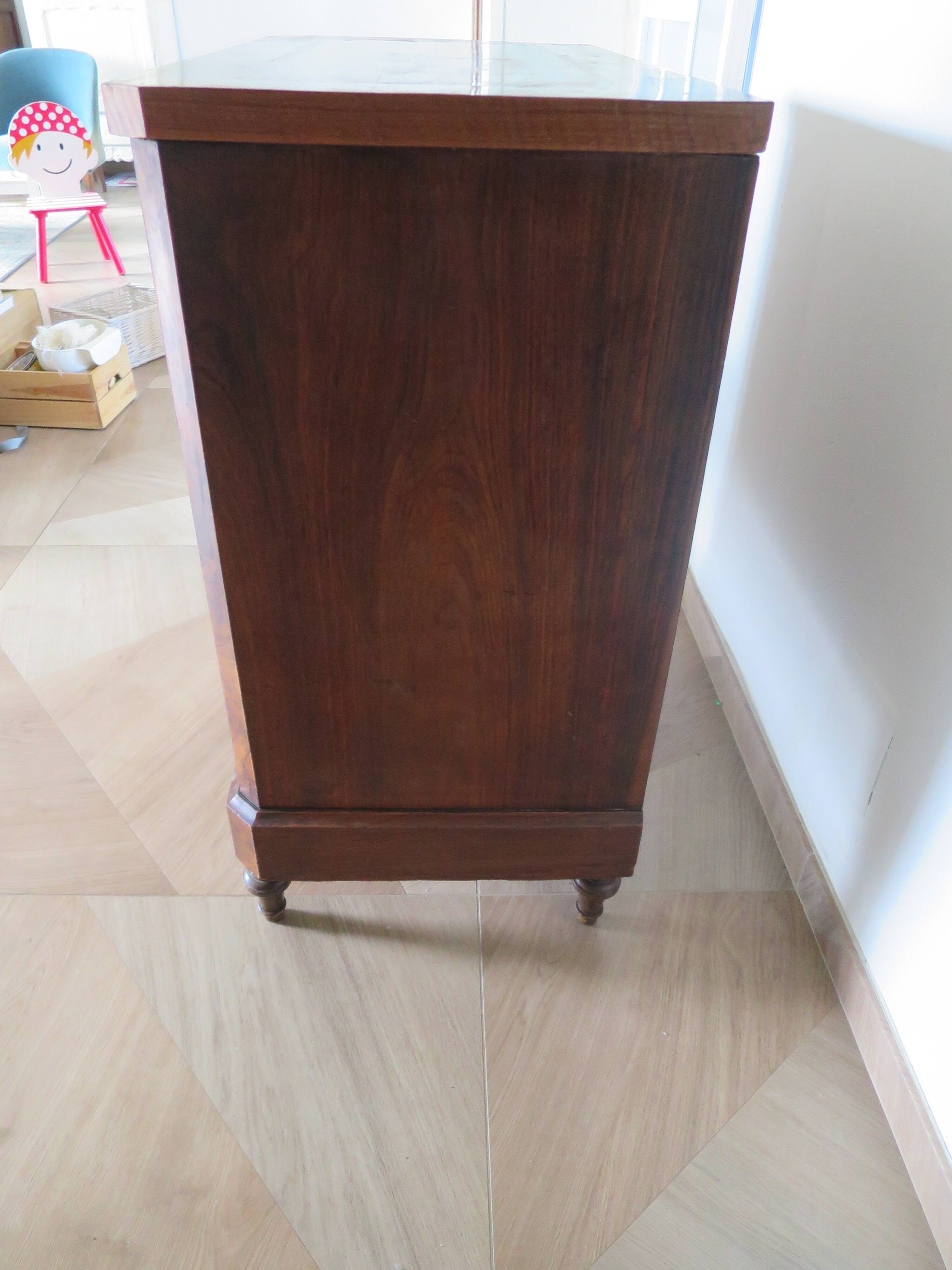 Antique oak burr chest of drawers - 4 drawers - marquetry inlay from the early 21st century