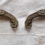 2 antique carved solid brass handles