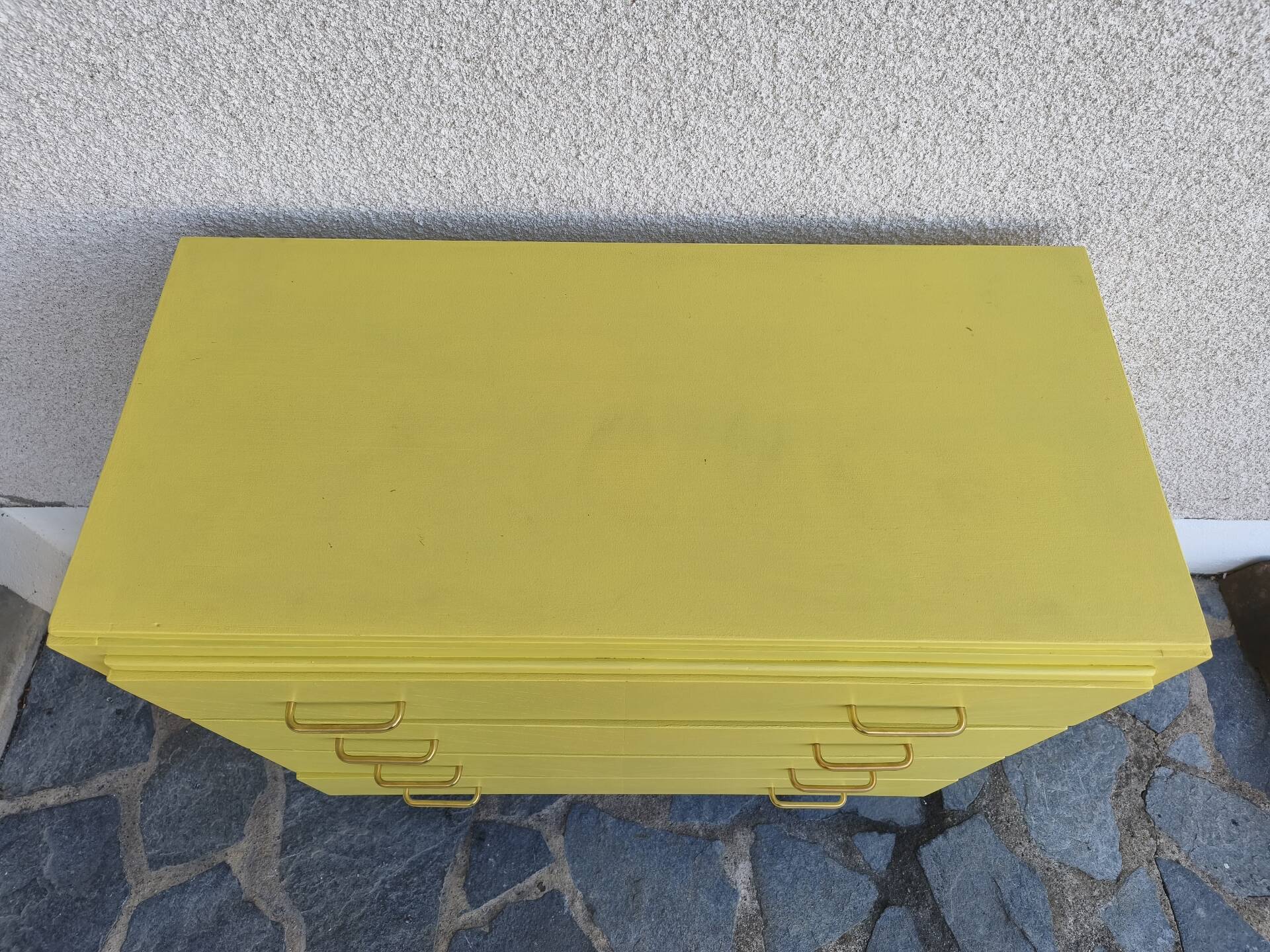 Vintage Scandinavian yellow chest of drawers