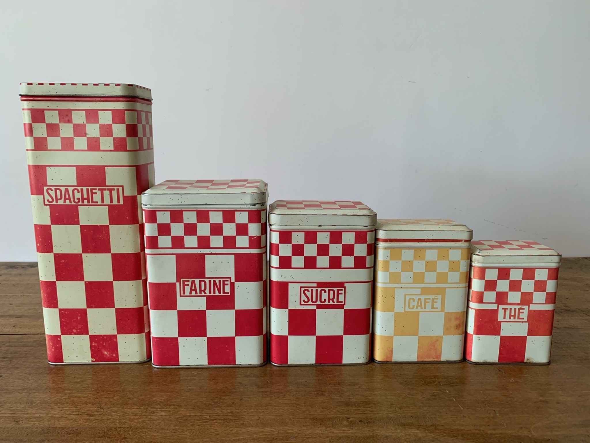 Old metal spice boxes Family counter