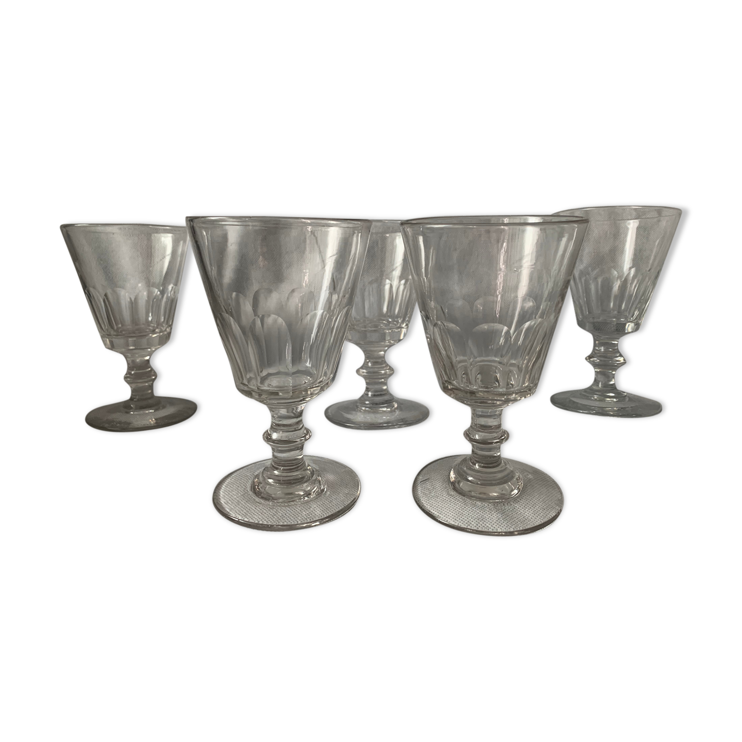 Suite of 5 old Baccarat walking glasses in crystal and glass