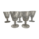 Suite of 5 old Baccarat walking glasses in crystal and glass